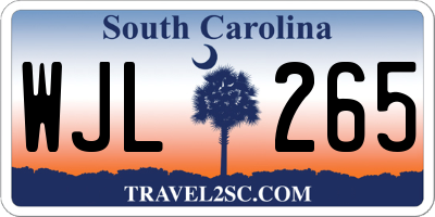 SC license plate WJL265