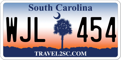 SC license plate WJL454