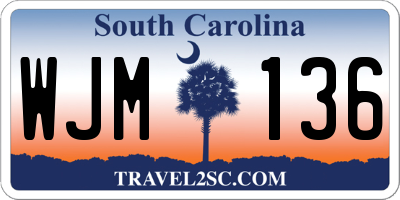 SC license plate WJM136