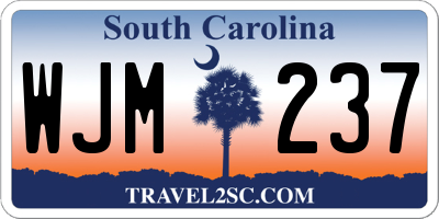 SC license plate WJM237