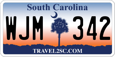 SC license plate WJM342