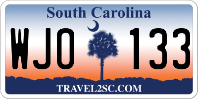SC license plate WJO133