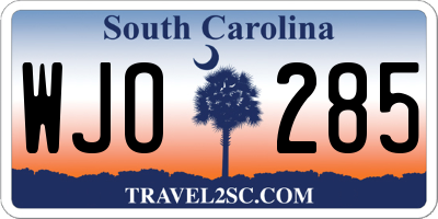 SC license plate WJO285