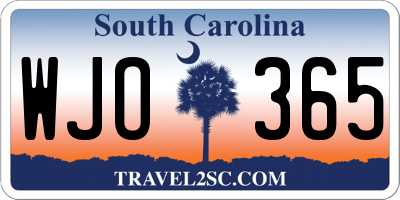 SC license plate WJO365