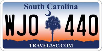 SC license plate WJO440