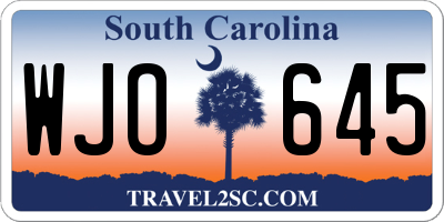 SC license plate WJO645