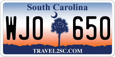 SC license plate WJO650