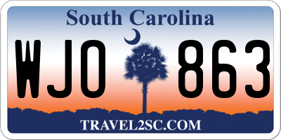 SC license plate WJO863