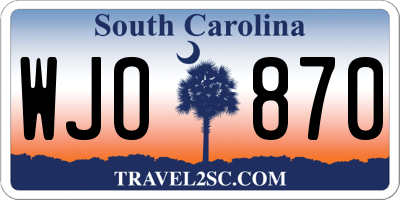 SC license plate WJO870