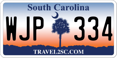 SC license plate WJP334