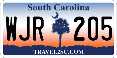 SC license plate WJR205