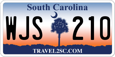SC license plate WJS210
