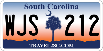 SC license plate WJS212