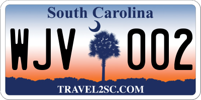SC license plate WJV002
