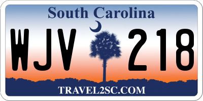 SC license plate WJV218