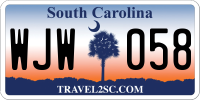 SC license plate WJW058