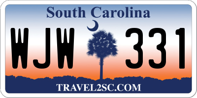 SC license plate WJW331