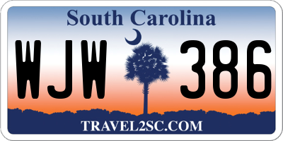 SC license plate WJW386