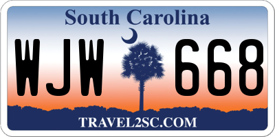 SC license plate WJW668