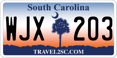 SC license plate WJX203