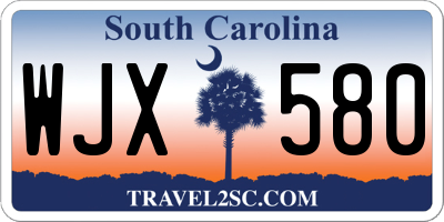 SC license plate WJX580