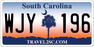 SC license plate WJY196