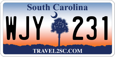 SC license plate WJY231