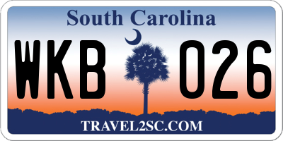 SC license plate WKB026