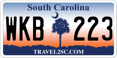 SC license plate WKB223