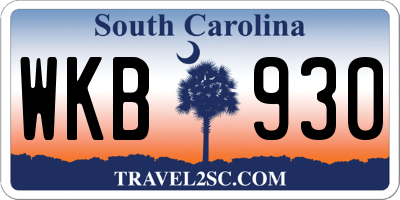 SC license plate WKB930