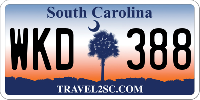 SC license plate WKD388
