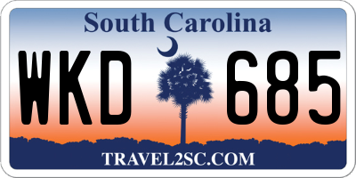 SC license plate WKD685