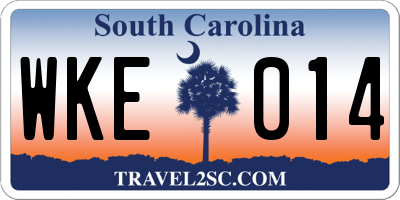 SC license plate WKE014