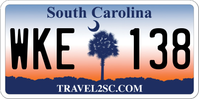 SC license plate WKE138