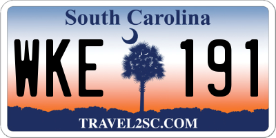 SC license plate WKE191