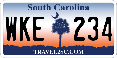 SC license plate WKE234