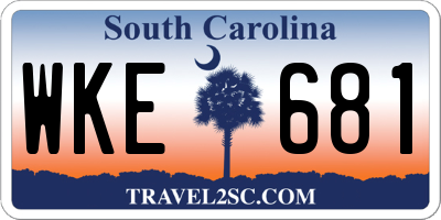 SC license plate WKE681