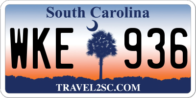 SC license plate WKE936