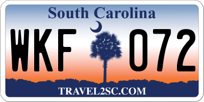 SC license plate WKF072