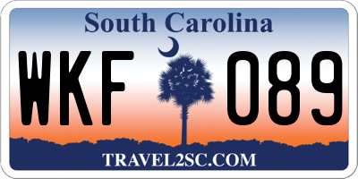 SC license plate WKF089