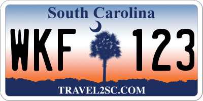 SC license plate WKF123