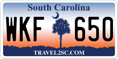 SC license plate WKF650