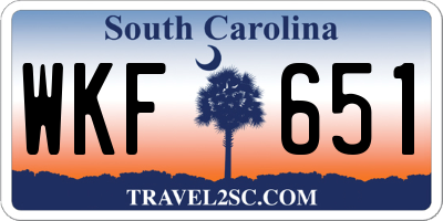SC license plate WKF651