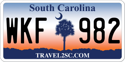 SC license plate WKF982