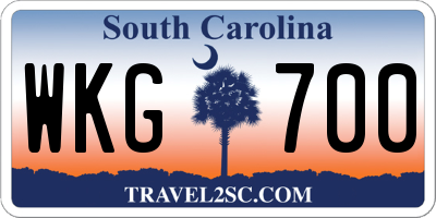 SC license plate WKG700