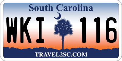 SC license plate WKI116