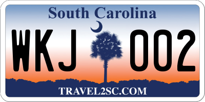 SC license plate WKJ002