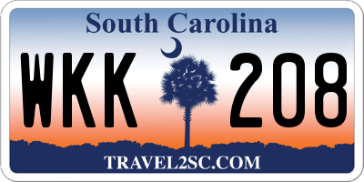 SC license plate WKK208