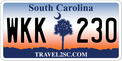 SC license plate WKK230