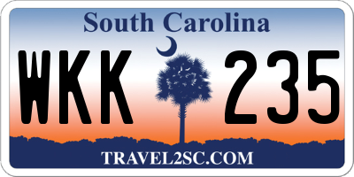 SC license plate WKK235